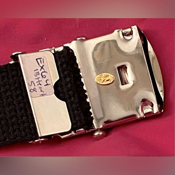 Vtg Paige Roberts Heart Rhinestone on Silver Tone Buckle Black Belt New Boutique main image 4